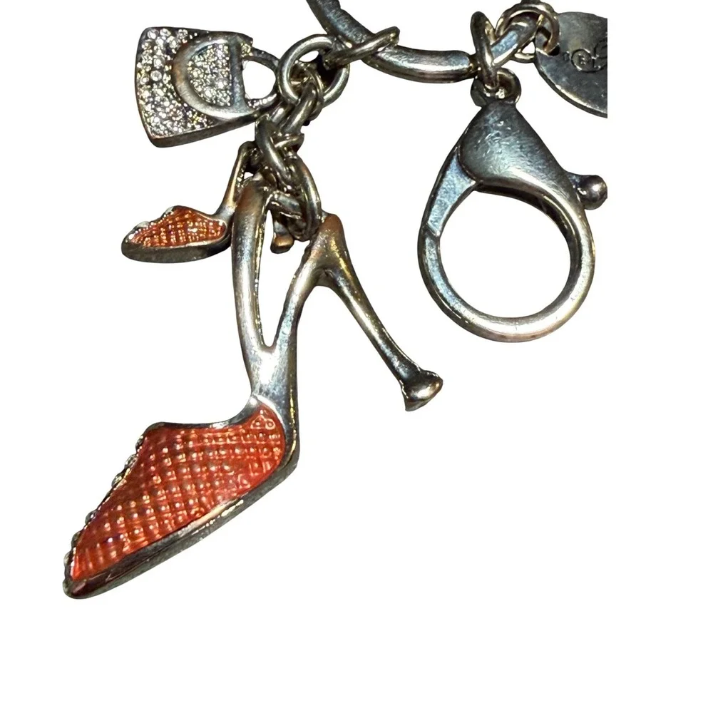 Bellagio Las Vegas Keychain High Heel Stiletto & Crystal Handbag Charms Silver